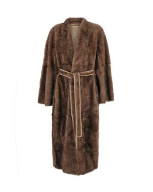 Nour Hammour Notched Revers Fur Patch Pocket Jacket - Brown