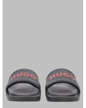 HUGO Logo Slide Sandals - Gray