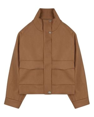 Nine:inthe:morning Wool Blend Mock Neck Snap-Front Jacket - Brown