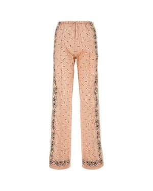 Palm Angels Printed Linen Blend Pant - White