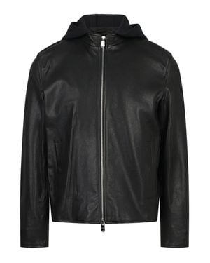Dondup Leather Hooded Jacket With Zip Fastening And Front Pockets - Black