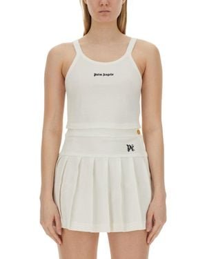 Palm Angels Tank Top With Logo - White