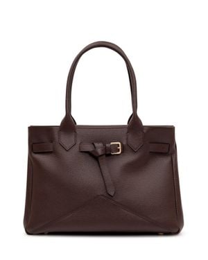 Ballantyne Kate Medium Small-Grain Calf Leather Tote Bag - Brown