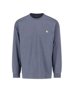 Carhartt Long Sleeve Logo T-Shirt - Blue
