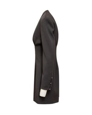 Del Core Elegant Suit Dress With V-Neck Detail - Black