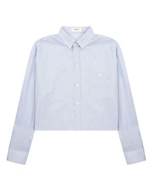 Celine Cropped Cotton Shirt With Loose Fit - White