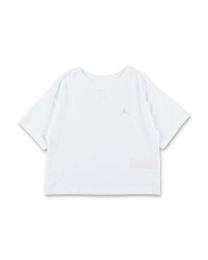 Nike Jordan Mini Tonal Embroidered Logo T-Shirt For Girls - White