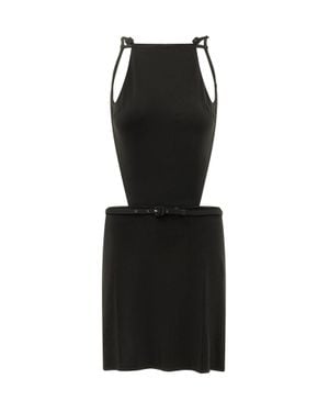 Courreges Solid Halter Neck Midi Dress - Black