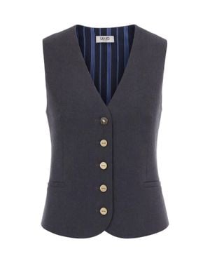 Liu Jo Tailored Vest With V-Neckline And Contrasting Back - Blue