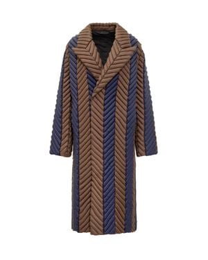 RAXXY Striped Long Down Jacket - Blue
