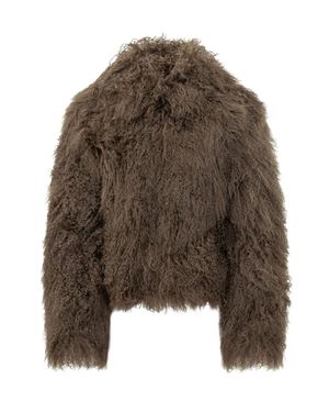 Martha Louis Mongolian Shearling Jacket With Neck Detail - Brown