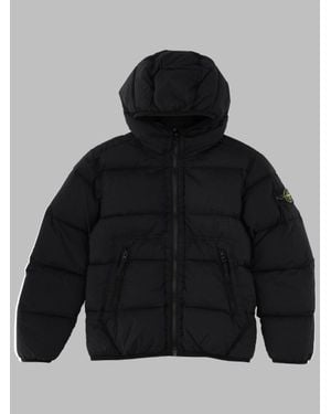 Stone Island Stone-Texture Down Puffer Jacket (Rds Certified) For Kids - Black
