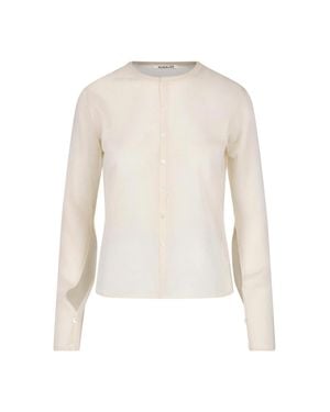 AURALEE Silk Button-Front Cardigan - White
