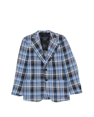 Gabriele Pasini Tailored Checked Notch Lapels Blazer - Blue