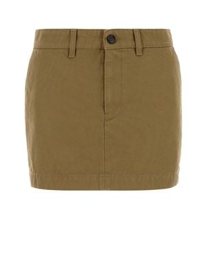 Balenciaga Khaki Denim Mini Skirt - Green