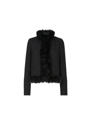 Fendi Fur-Trim Wool-Blend Jacket - Black