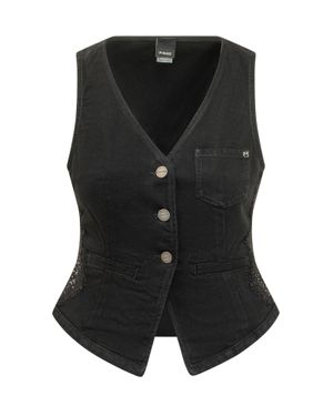 Pinko Stylish Vest With Snug Pockets - Black