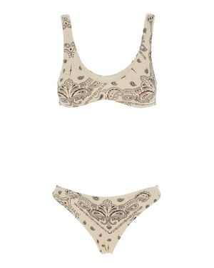 VENUJA Tech Fabric Bikini With Brazilian Cut Bottoms And All-Over Print - White