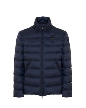 Blauer Quilted Down Jacket With Fixed Hood For - Blue