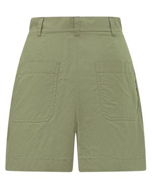 Weekend by Maxmara High-Waist Cotton Shorts With Utility Pockets - Green