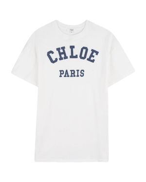 Chloé Mini Round Neck Tee With Logo Appliqué For Girls - White