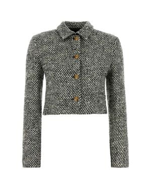 Versace Two-Tone Responsible Wool Bouclé Loop Jacket For - Gray