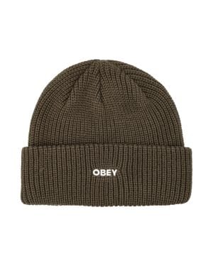 Obey Rib-Knit Mid-Depth Beanie With Mini Logo - Green