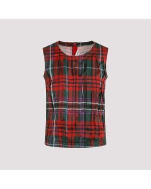Comme des Garçons Tartan Pleated Top - Red