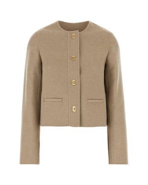 Ferragamo Salvatore Sand Wool Blend Blazer - Natural