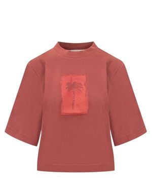 Palm Angels Palm Tree Brushed Graphic T-Shirt - Red