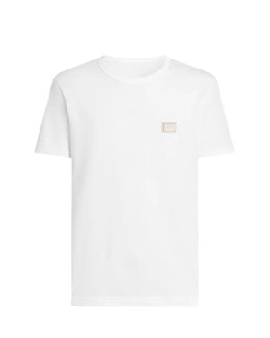 Dolce & Gabbana 100% Cotton Crewneck T-Shirt - White