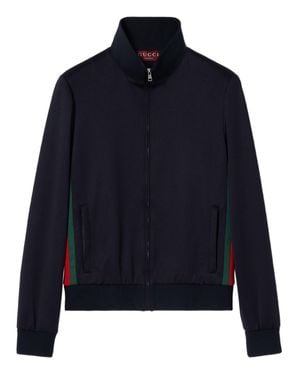 Gucci Technical Jersey Jacket With Front Zip Closure And Pockets - Blue