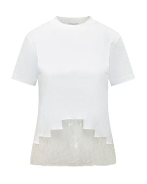 Ferragamo Lace Trimmed T-Shirt - White
