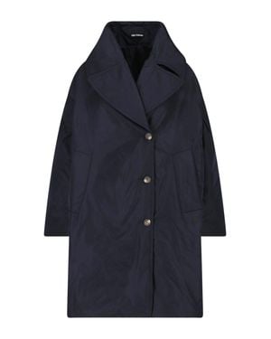 Cape Concept Oversized Single-Breasted Long Coat - Blue