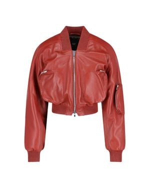 Phoebe Philo Cropped Leather Bomber Jacket - Red