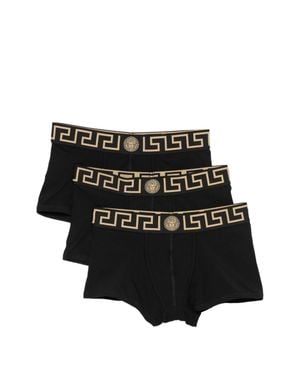Versace Logo-Band Cotton-Blend Boxer Shorts -Pack) - Black