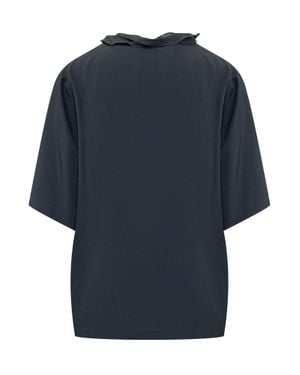 Momoní Elegant Mini Blouse With V-Neck And Contemporary Design - Blue