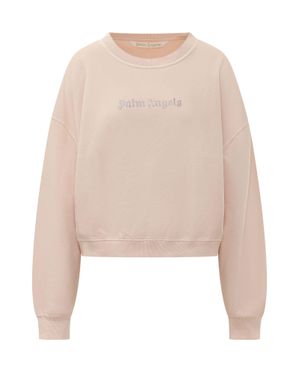 Palm Angels Stud Logo Crew Sweatshirt - Natural
