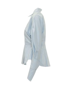 BALOSSA Relaxed Fit Button-Up Shirt With Wide Sleeves - Blue