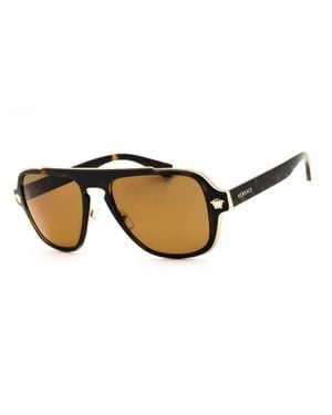 Versace Sleek Rectangular Metal Sunglasses For - Brown