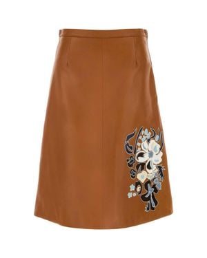 Marni Caramel Leather Skirt - Brown
