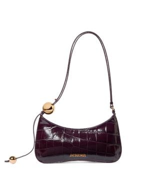 Jacquemus Croc-Effect Leather Shoulder Handbag - Purple