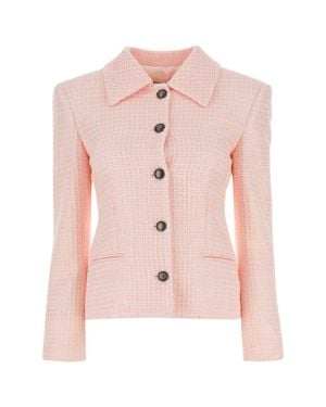 Alessandra Rich Sequin Checked Tweed Jacket - Pink