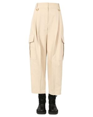 Givenchy Cotton Cargo Pants With Metal Details - Natural