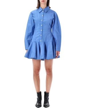 Ganni Organic Cotton Stretch Mini Dress - Blue