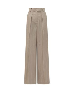 Mom's Pants Wide Leg Striped Pants - Natural
