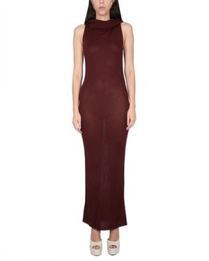 Saint Laurent Viscose Hooded Dress - Red