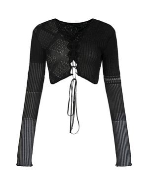 Roberta Einer Loona Long Sleeve Crop Top - Black
