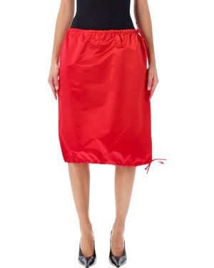 Prada Silk Midi Skirt - Red