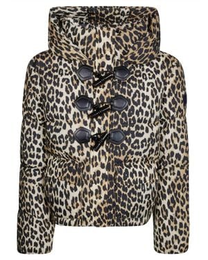 Ganni Printed Quilt Mini Puffer Jacket - Gray